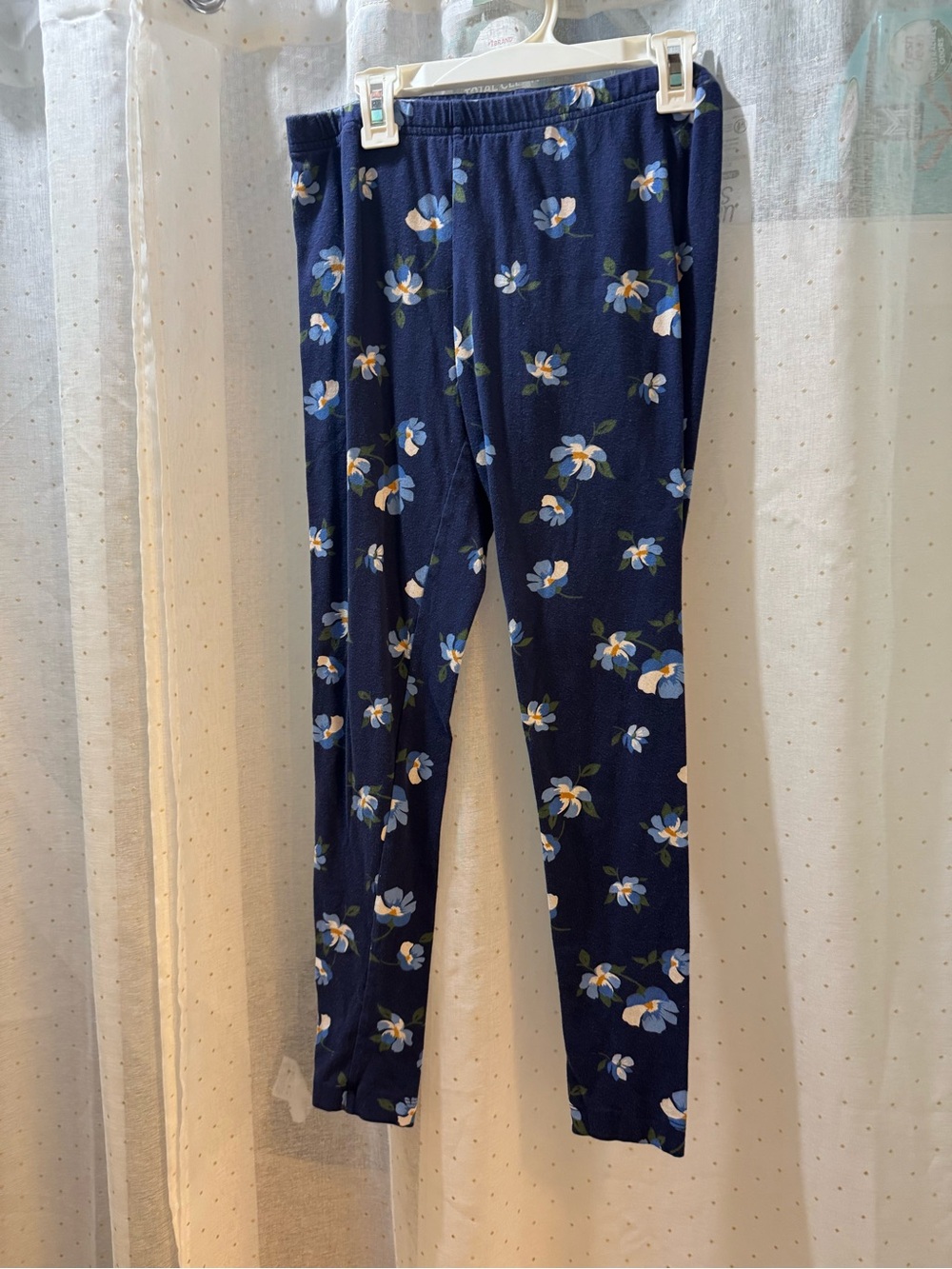 Old Navy Navy Floral Stretch Leggings with Blue & White Blossoms